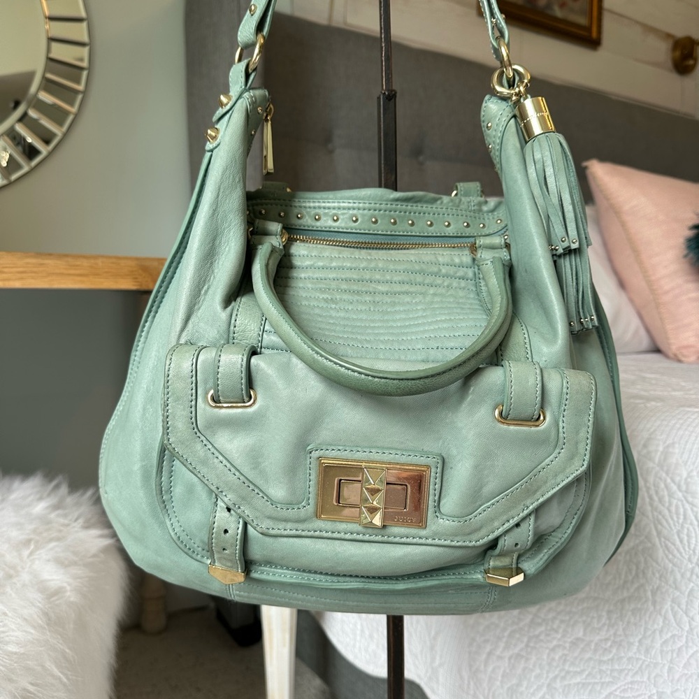 Juicy Couture Mint Green Shoulder Bag with Gold Accents